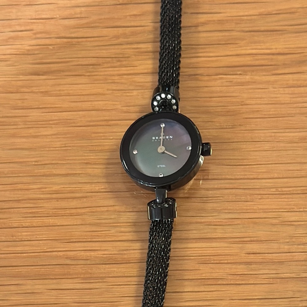 Skagen Black Mesh Watch Minimalist Design